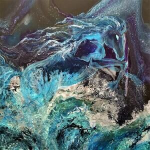 Art Print from my Original Work 12" x 12" "Water Spirit Horse Frozen" Acid Free